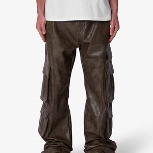 mnml G33 Leather Cargo Pants - Brown Size 34Brown / 34